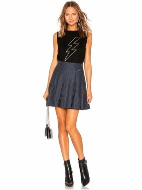 Ted Baker London Navy Patterned Skater Skirt size S